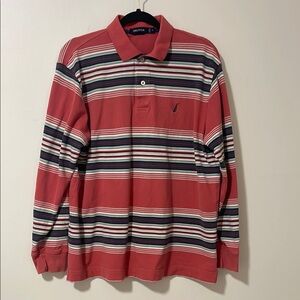 ☀️Sale☀️ Nautica long sleeve stripe polo shirt size medium